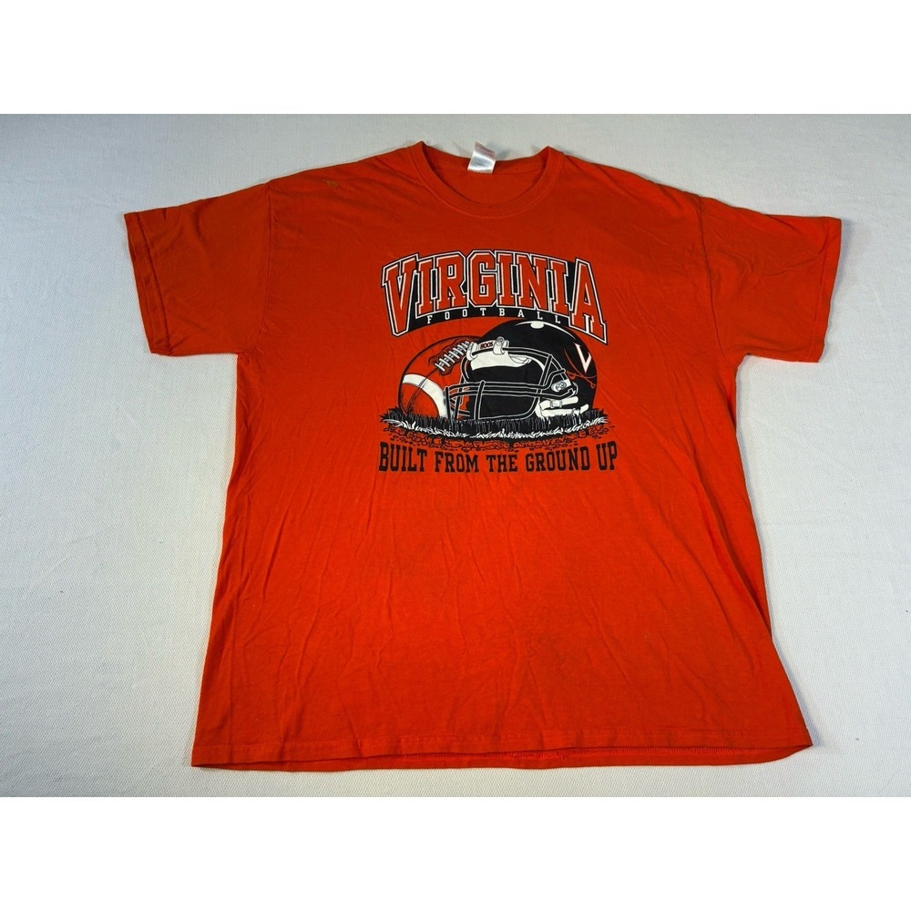 Virginia Football Cavaliers Graphic T-Shirt XL Orange Built From The Ground Up